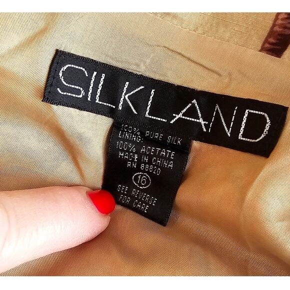 Silkland Women's Pure Silk Monkey Palm Print Jacket Top Size 16 Multicolor‎ - Picture 6 of 6